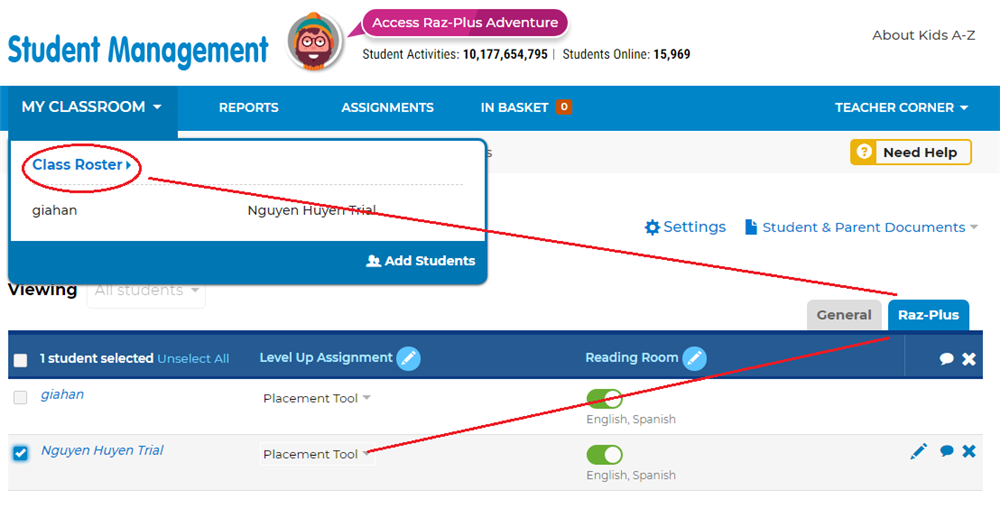 hướng dẫn sử dụng Reading Placement Tool - bài kiểm tra đọc đầu vào cho học sinh Raz-kids/Raz-Plus - ConTuHoc